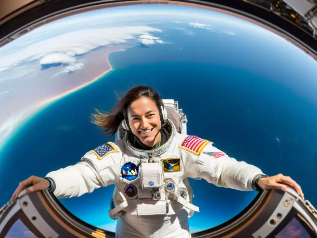 Nicole Stott artista del espacio crea una obra flotante en la Estación Espacial Internacional, con la Tierra de fondo