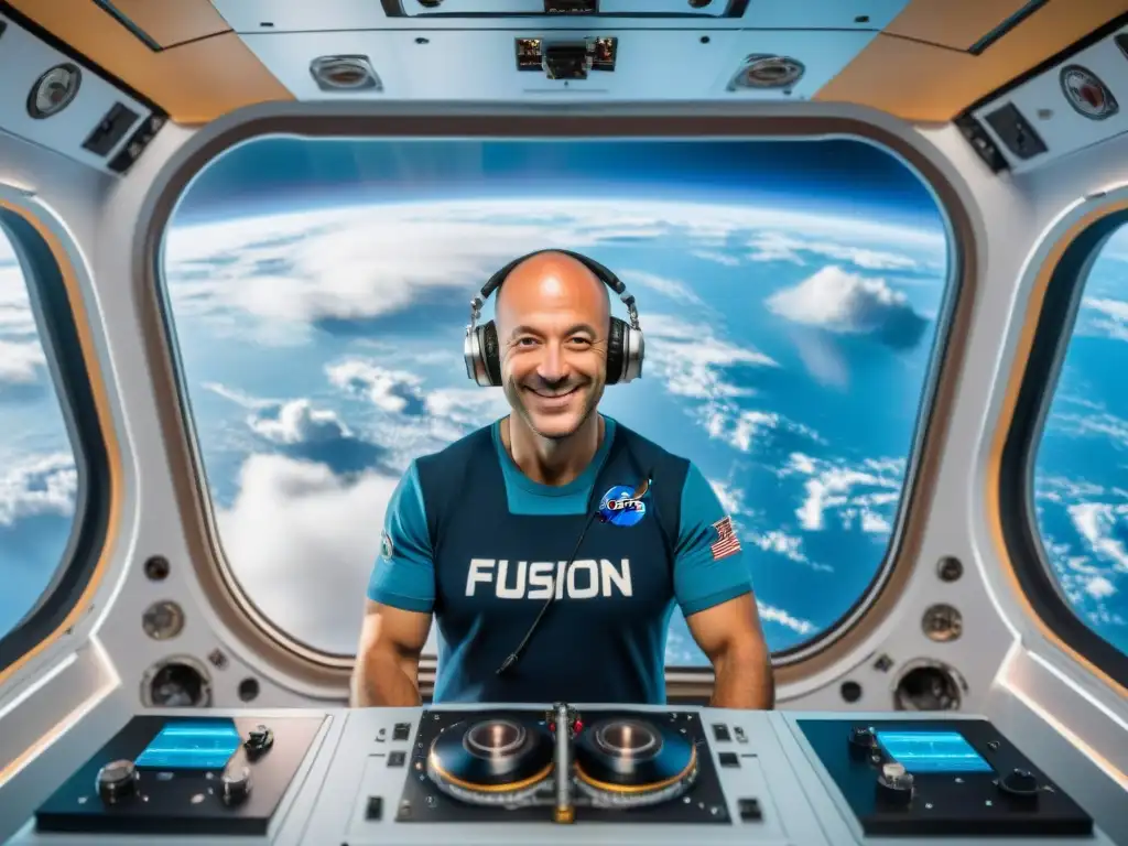 Un astronauta DJ Luca Parmitano en el espacio, mezclando música en la Estación Espacial Internacional