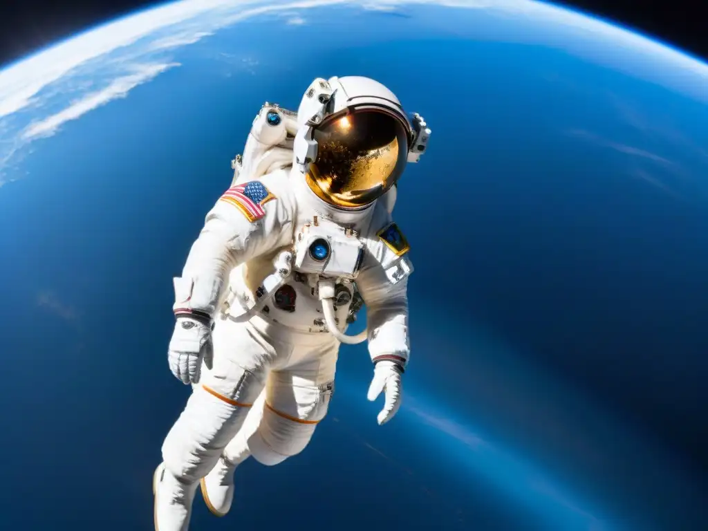 Un astronauta flotando en el espacio, con la Tierra de fondo