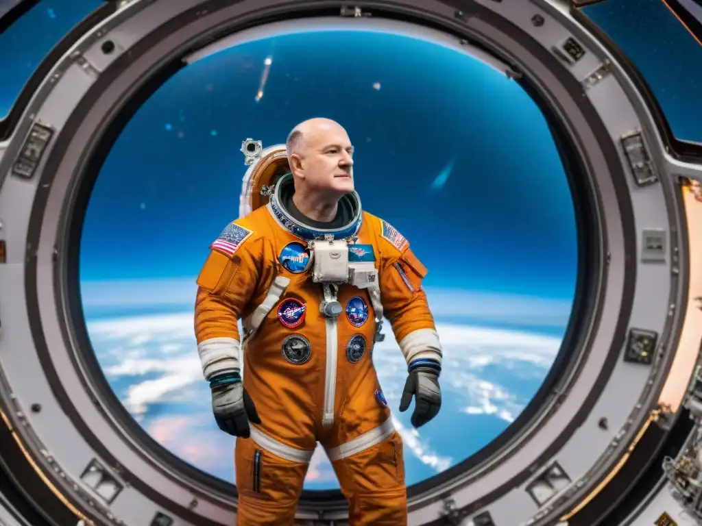 Astronauta Scott Kelly realizando experimentos en la Estación Espacial Internacional, mostrando la importancia de la exploración espacial