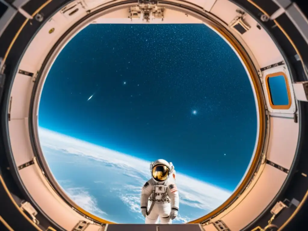 El astronauta flota en la Cupola de la Estación Espacial Internacional, admirando la Tierra