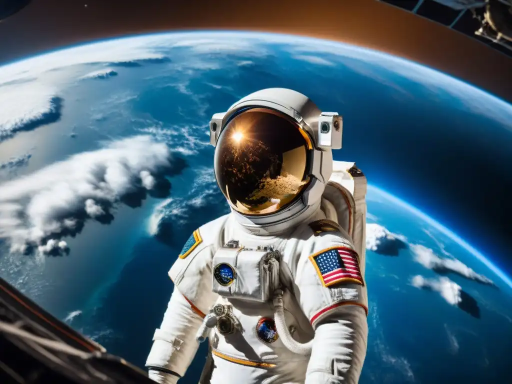 Un astronauta flota en el espacio, contemplando la Tierra