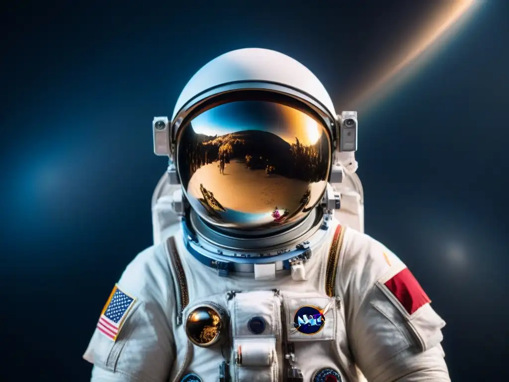 Astronauta lidiando con la pérdida en el espacio, lágrimas en sus ojos al contemplar la Tierra