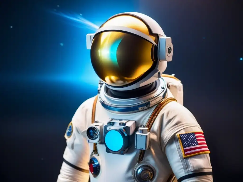 Astronauta en simulador de realidad virtual, preparación para la ingravidez espacial