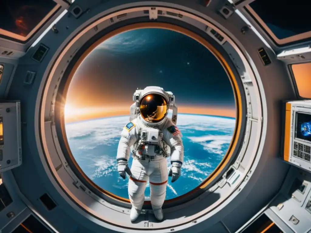 Astronauta contempla la Tierra desde la estación espacial, formando lazos en el espacio