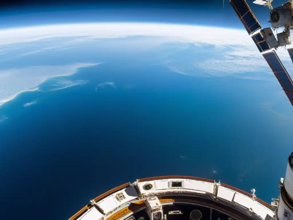 Un astronauta contempla la vida en la Estación Espacial desde la Cupola, con la Tierra de fondo