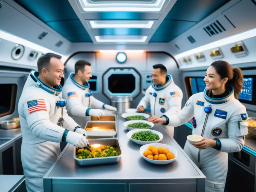 Astronautas preparan comidas espaciales en gravedad cero