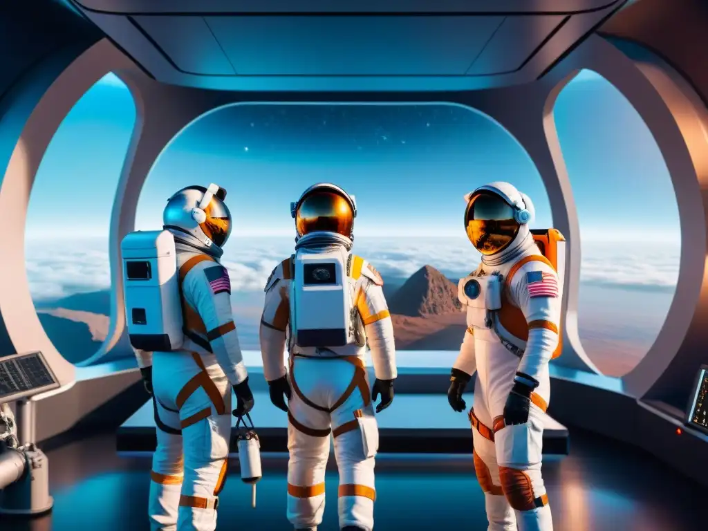 Astronautas entrenando en gravedad simulada, preparación para misión a Marte