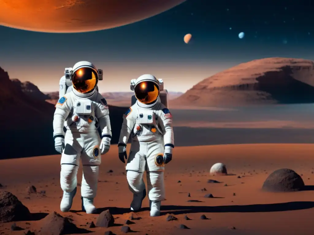 Trajes espaciales para explorar mundos alienígenas Astronautas con vestimenta espacial para exploración en Europa, Marte y Titán