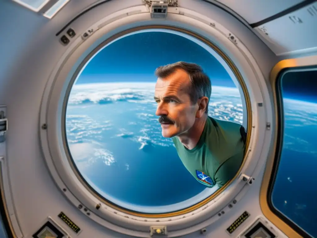 Chris Hadfield astronauta conquista Internet flotando con serenidad en la Estación Espacial Internacional, contemplando la Tierra desde el espacio