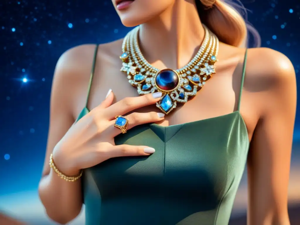 Collares y anillos inspirados en el universo: Joyas celestiales con diseños galácticos y gemas brillantes