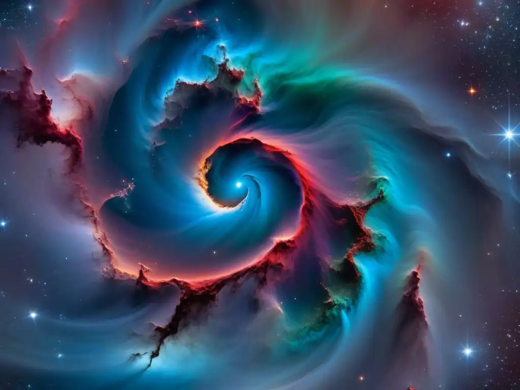 Descubrimiento de Antimateria en Estrellas: Una nebulosa masiva con tonos vibrantes y viveros estelares hipnotizantes en el espacio profundo