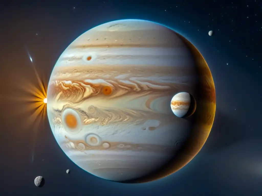 Descubrimiento de las lunas galileanas: Io, Europa, Ganímedes y Calisto orbitando Júpiter en detallada imagen 8K