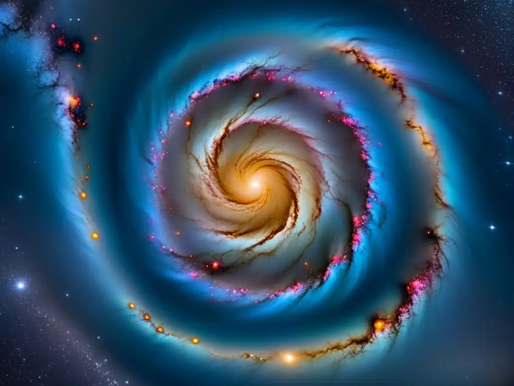 Deslumbrante galaxia espiral con estrellas, nebulosas y cúmulo estelar, en un cosmos fascinante