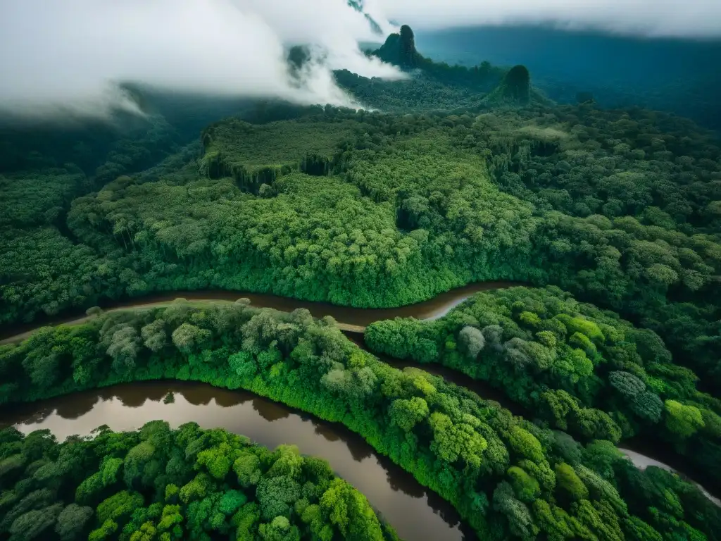 Amazonía: red de ríos y selva en detalle Un detallado mapa satelital de la red de ríos en la selva del Amazonas, para estudiar la Tierra