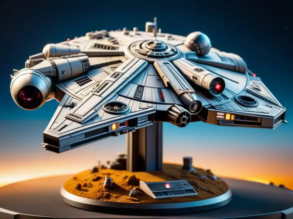 Detallado modelo de la nave espacial Millennium Falcon de Star Wars