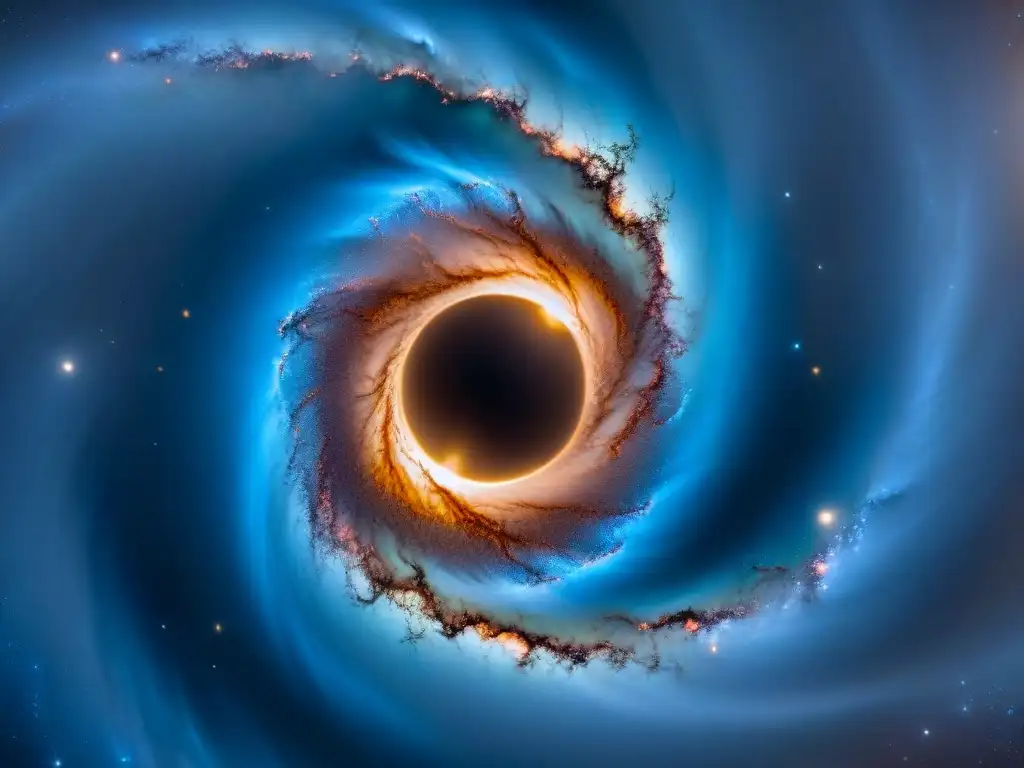 Galaxia espiral con detalle asombroso y misterioso agujero negro rodeado de gases en la exploración estelar en la ciencia