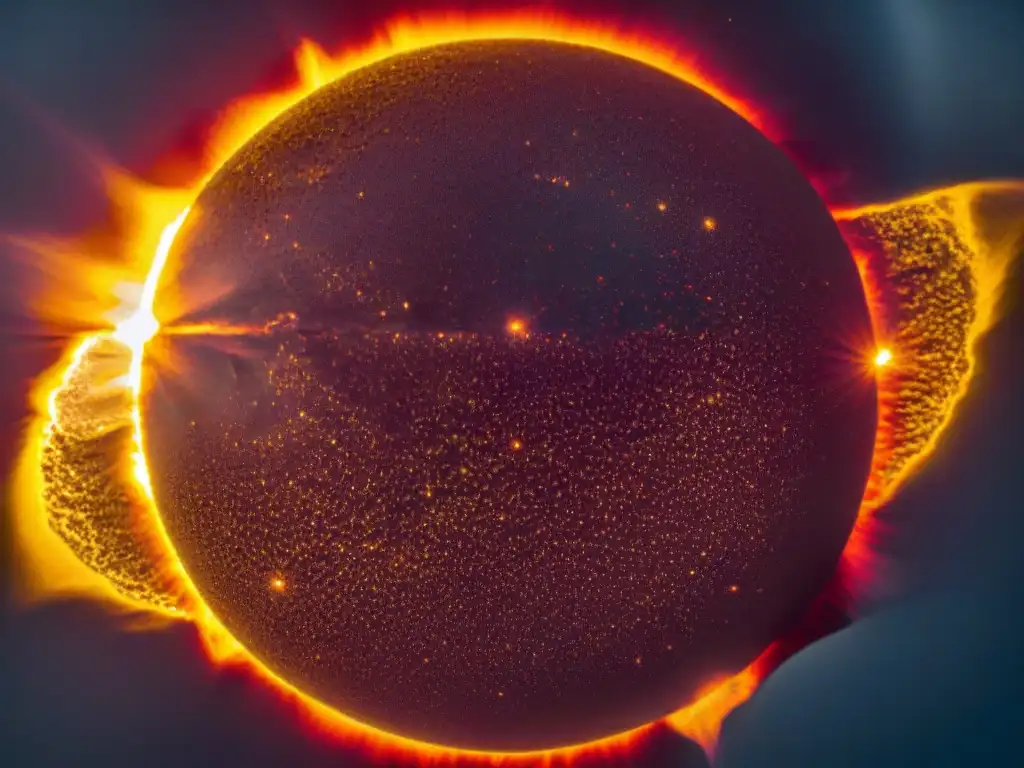 Detalle impresionante del Sol con sus secretos en Universo: llamaradas solares y bucles magnéticos en contraste con el espacio oscuro