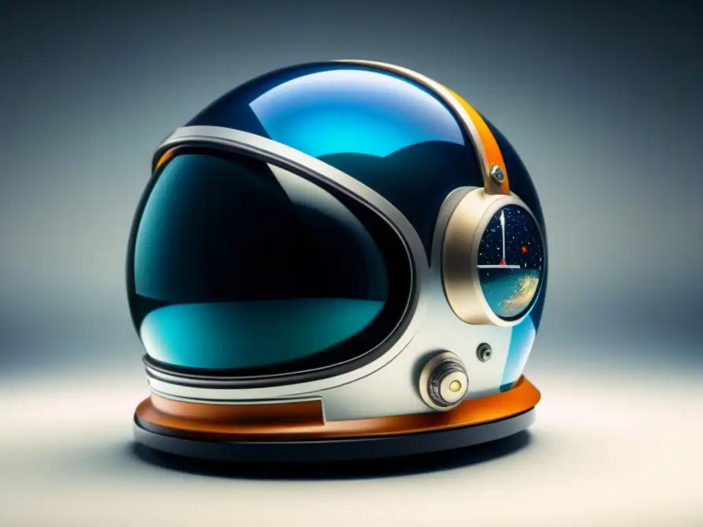 Detalles fascinantes en un casco de astronauta vintage, con el logo de la NASA, ideal para coleccionar trajes astronauta vintage guía