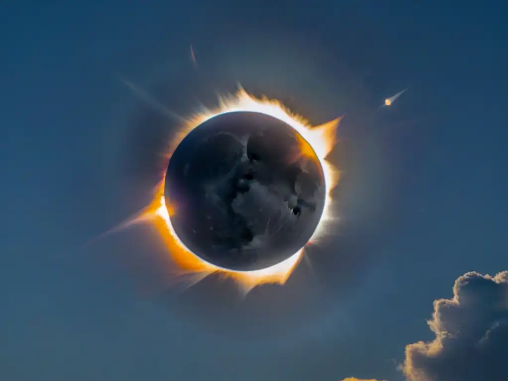 Un eclipse solar total capturando la belleza cósmica con la corona solar