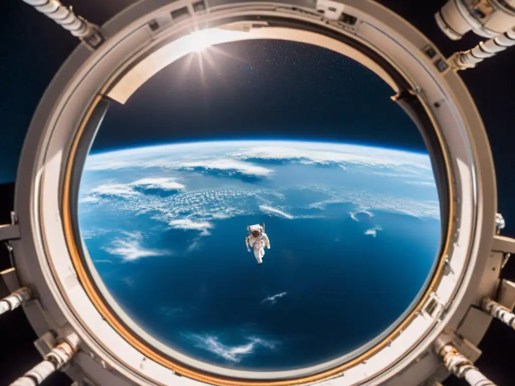 Emocionante escena de astronautas en la Estación Espacial, admirando la inmensidad del espacio