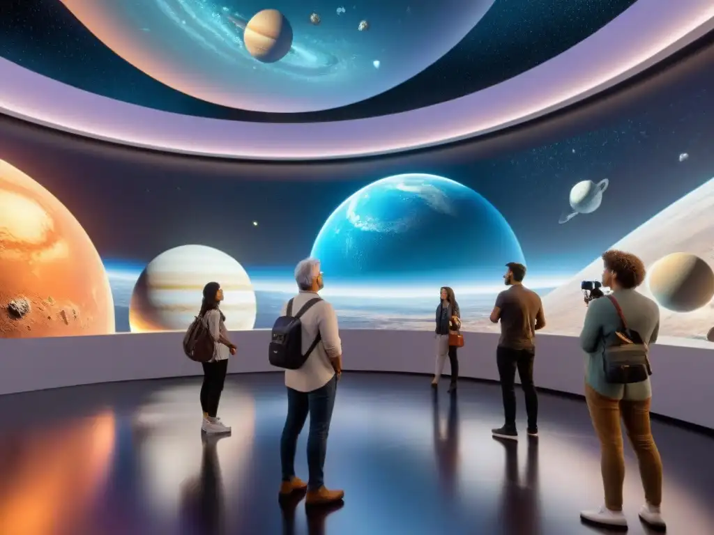 Un emocionante futuro de la exploración espacial expuesto en sala de exposiciones futurista