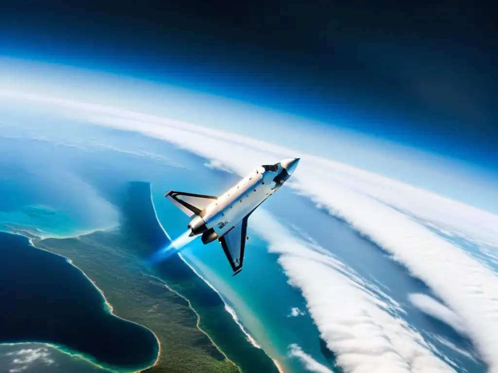 Un emocionante viaje de turismo espacial, con el planeta Tierra en perspectiva, resaltando su belleza frágil