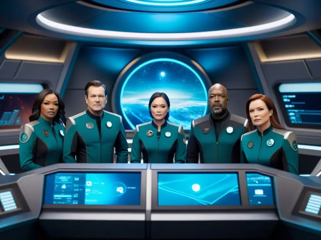 Escena tensa en la nave espacial de 'The Orville', con el Capitán Ed Mercer y su diversa tripulación