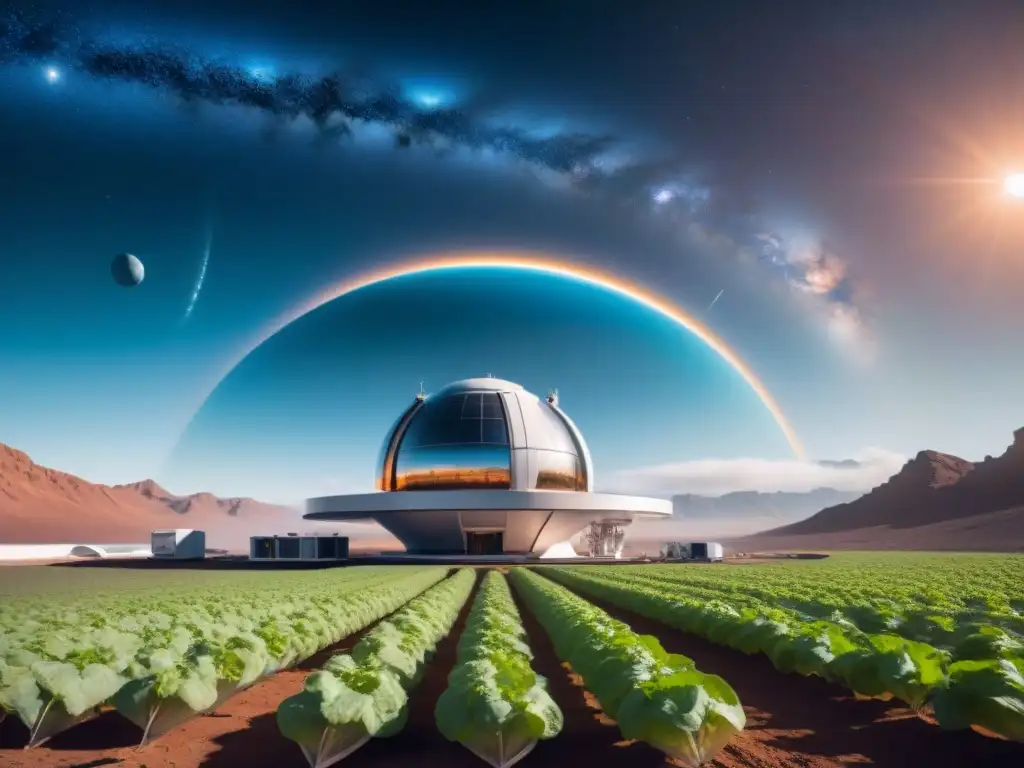 Estación espacial futurista con IA en la supervivencia espacial, astronautas y drones en acción