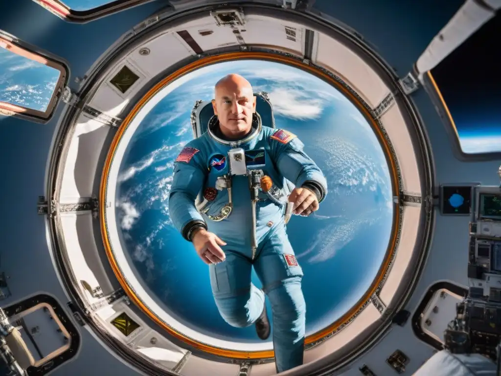 Scott Kelly experimentando en la Estación Espacial Internacional, mostrando la Importancia de la exploración espacial en la inmensidad del espacio