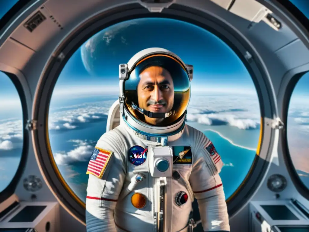 Rakesh Sharma flota en el espacio, mirando la Tierra con asombro y serenidad