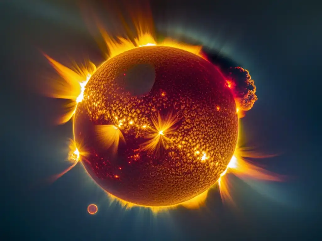 Espectacular imagen de erupciones solares detalladas, resaltando la influencia del Sol en exposiciones educativas