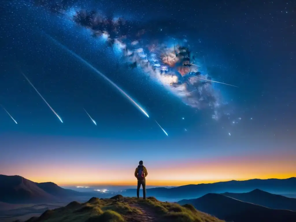 Espectacular lluvia de meteoros iluminando el cielo nocturno, transmitiendo la majestuosidad de los fenómenos espaciales explicados