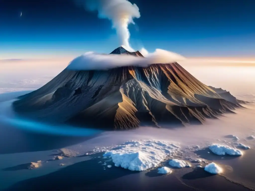 Espectacular erupción de un volcán de nitrógeno en Tritón, mostrando la belleza violenta de este mundo alienígena