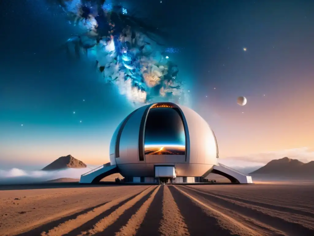 Una estación espacial futurista en órbita alrededor de un planeta, con IA en la supervivencia espacial