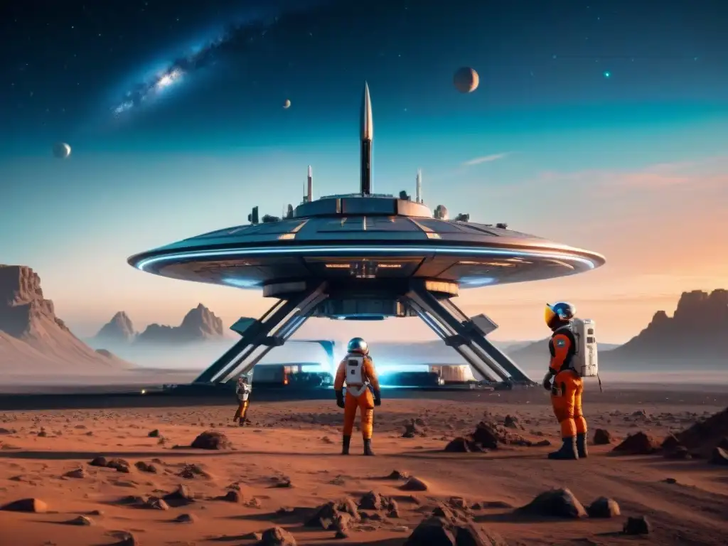 Una estación espacial futurista en órbita de un planeta distante, con tecnología avanzada y crítica en 'El Juego de Ender'