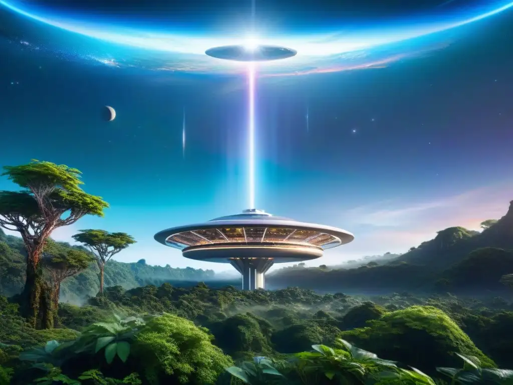 Una estación espacial futurista como un paraíso verde en el cosmos: un oasis ecológico en Ecotopías espaciales ciencia ficción verde