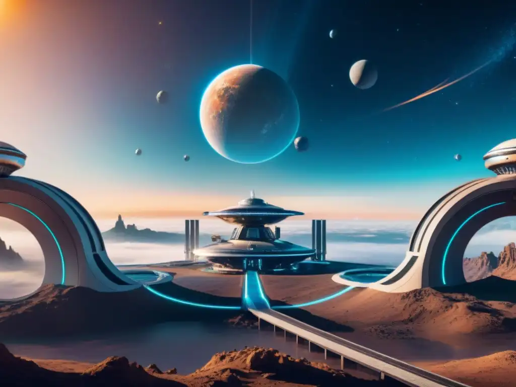 Una estación espacial futurista orbita un planeta distante, revelando una civilización avanzada