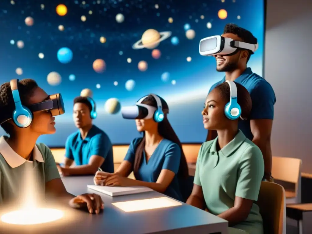 Estudiantes exploran el sistema solar en realidad virtual Estudiantes disfrutan de software astronómico en educación espacial