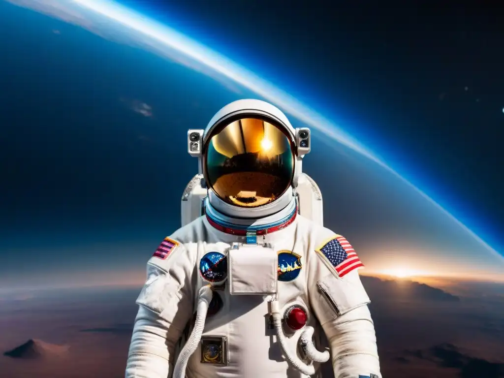 Exploración espacial: Astronauta flotando en el vacío, con la Tierra de fondo