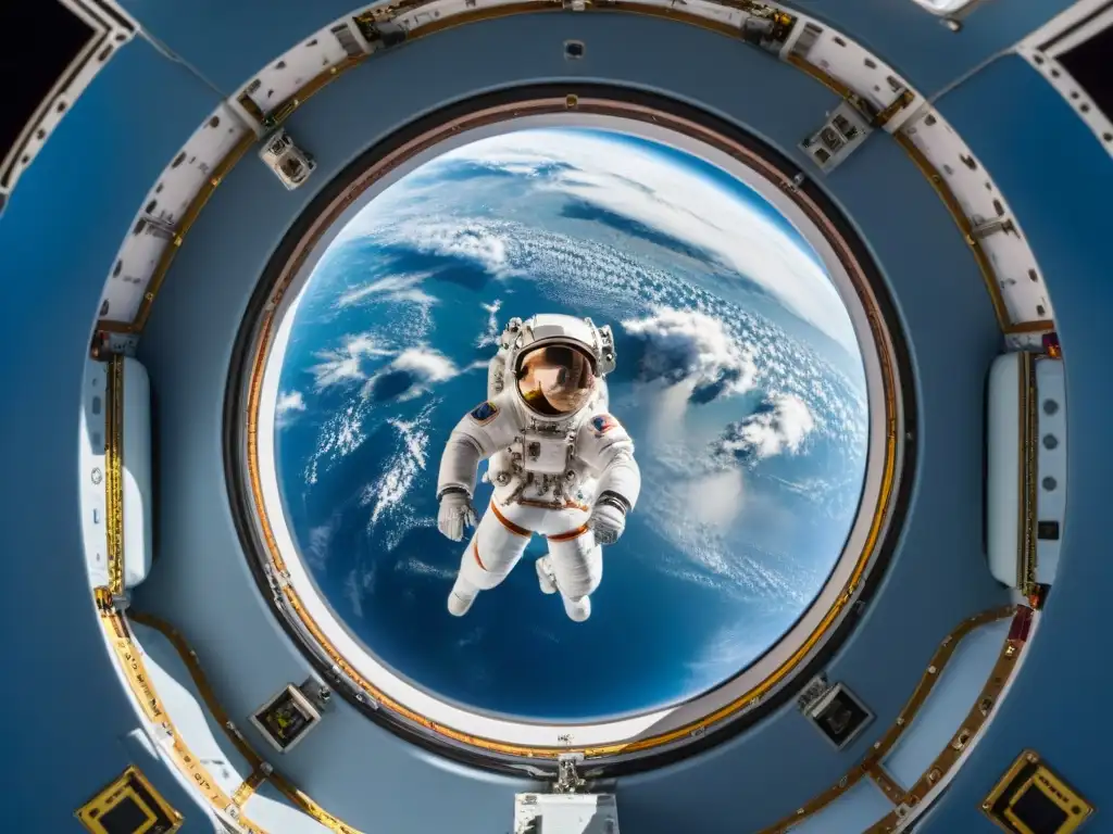 Exploración espacial con Tim Peake flotando en la Estación Espacial rodeado de la belleza de la Tierra desde la ventana