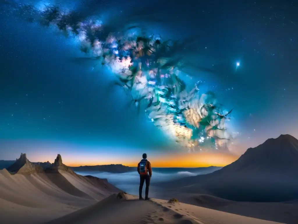 Exploración espacial y legado Carl Sagan: Vista impresionante de la Vía Láctea desde las alturas, con sus estrellas y nebulosas