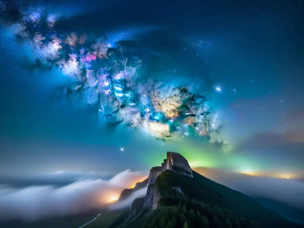 Exploración espacial para principiantes: Increíble vista de la Vía Láctea, con nubes de polvo interestelar y brillantes cúmulos de estrellas