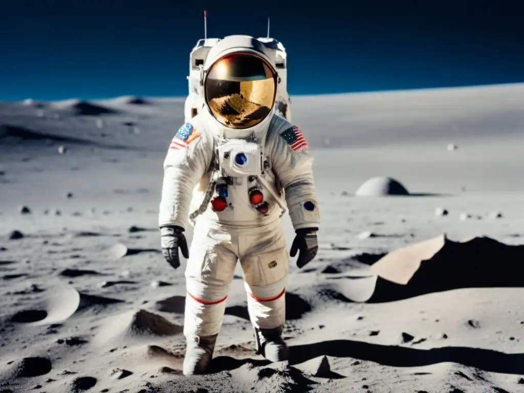 Exploración del espacio más allá: Buzz Aldrin en la Luna, con la Tierra de fondo y su sombra proyectada