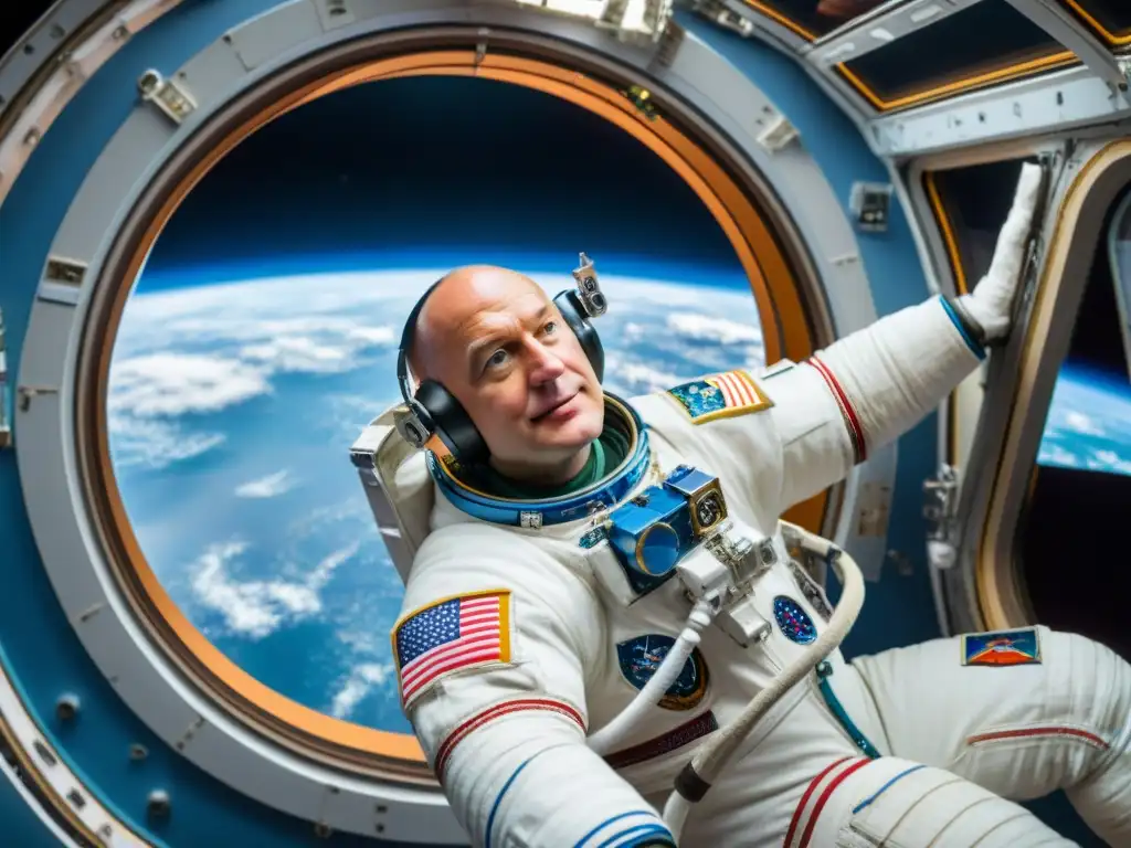 Exploración del espacio desde Holanda: El astronauta André Kuipers flota en la cúpula de la Estación Espacial Internacional, admirando la Tierra