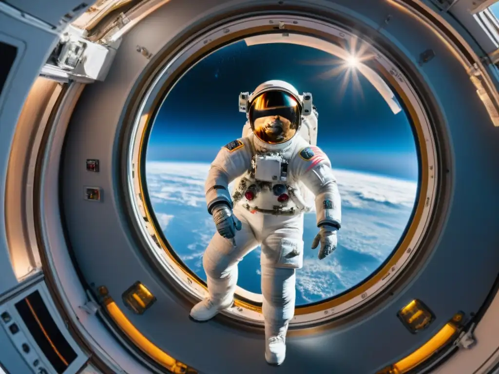 Exploración del universo con Leroy Chiao flotando en la Estación Espacial Internacional, admirando la Tierra