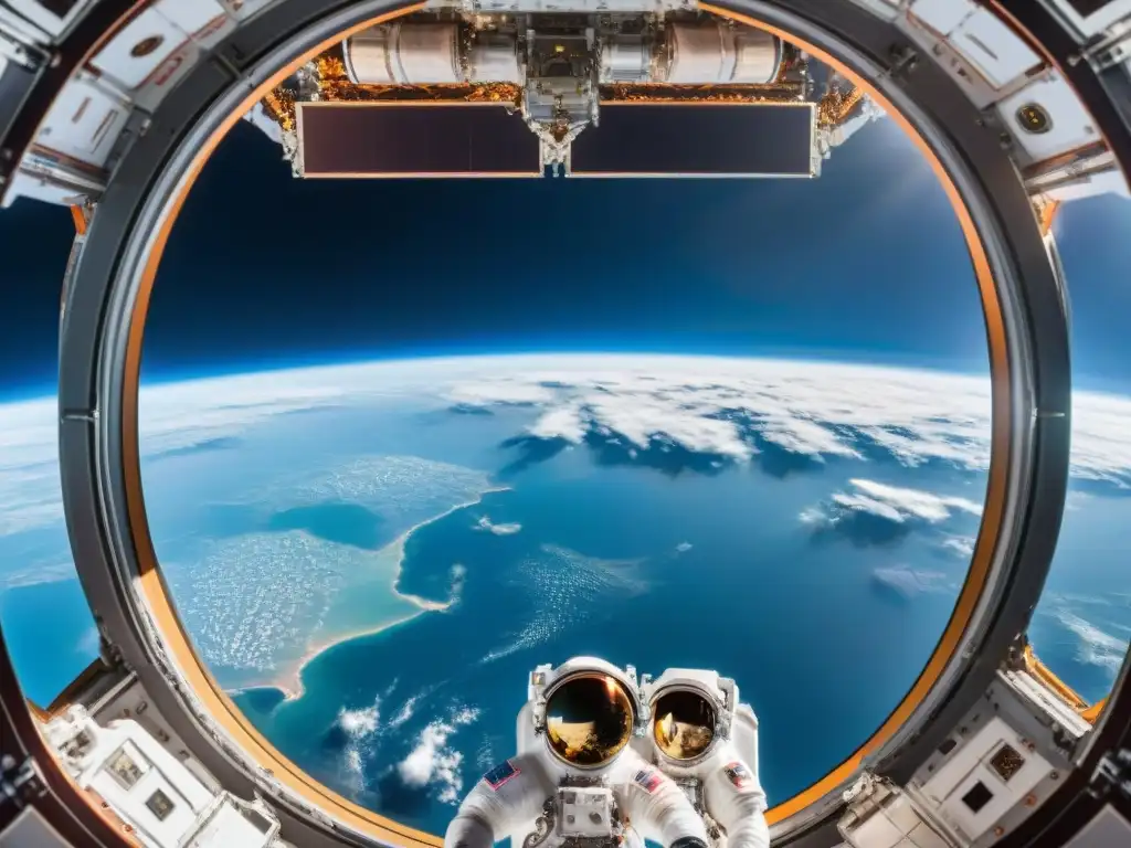 Exploración del universo con Leroy Chiao admirando la Tierra desde la Estación Espacial Internacional, reflejando asombro y maravilla