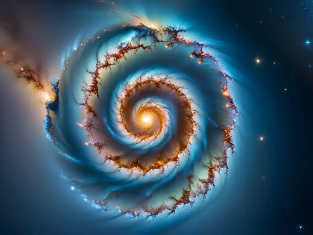 Exploración del universo en 3D: Majestuosa galaxia espiral con estrellas y nebulosas brillantes, creando un tapiz celestial hipnotizante