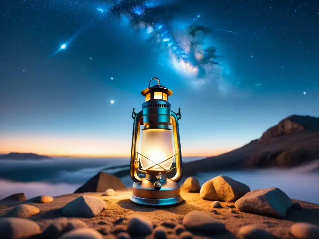 Un farol espacial futurista iluminando un cielo estrellado, perfecto para fans de gadgets espaciales imprescindibles