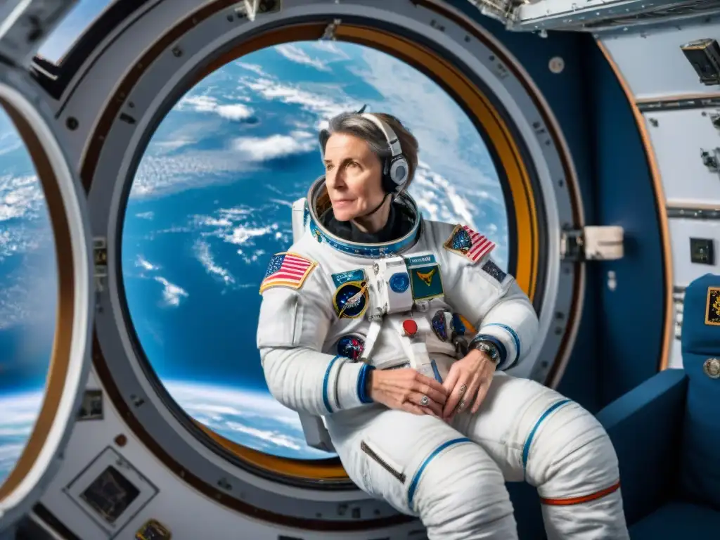 La neurocientífica Roberta Bondar flota en el espacio, asombrada por la vista de la Tierra desde la Estación Espacial Internacional